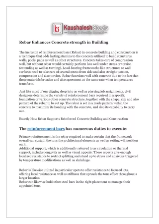 rebar enhances concrete strength in building