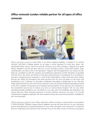office removals london reliable partner