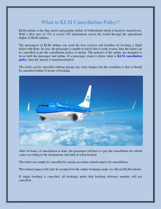 What is KLM Cancellation Policy?