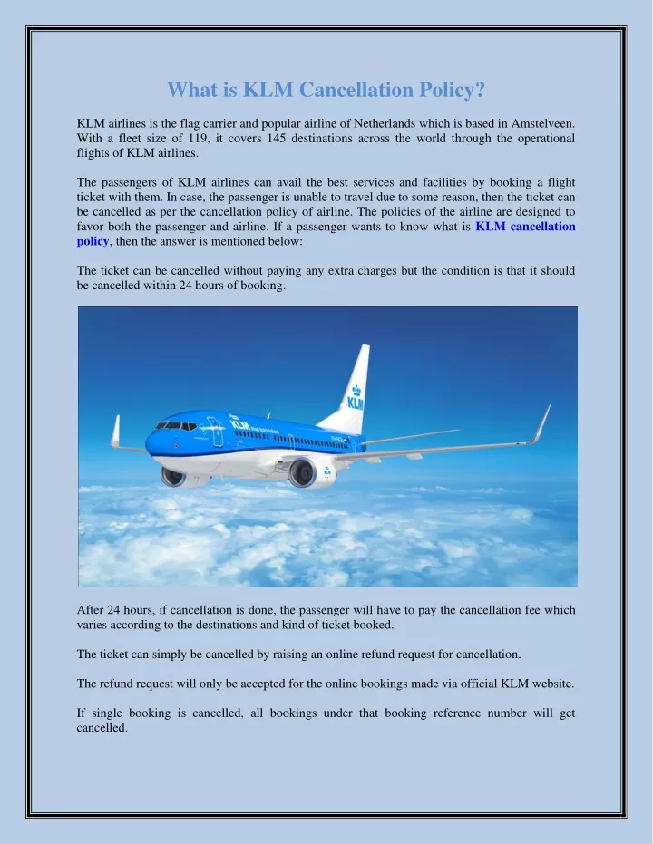 what is klm cancellation policy