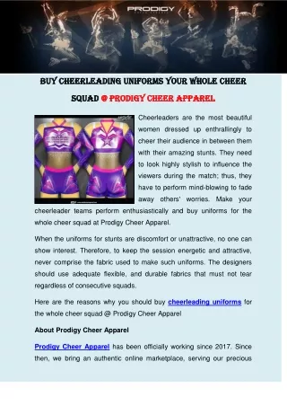 Buy Cheerleading Uniforms Your Whole Cheer Squad @ Prodigy Cheer Apparel