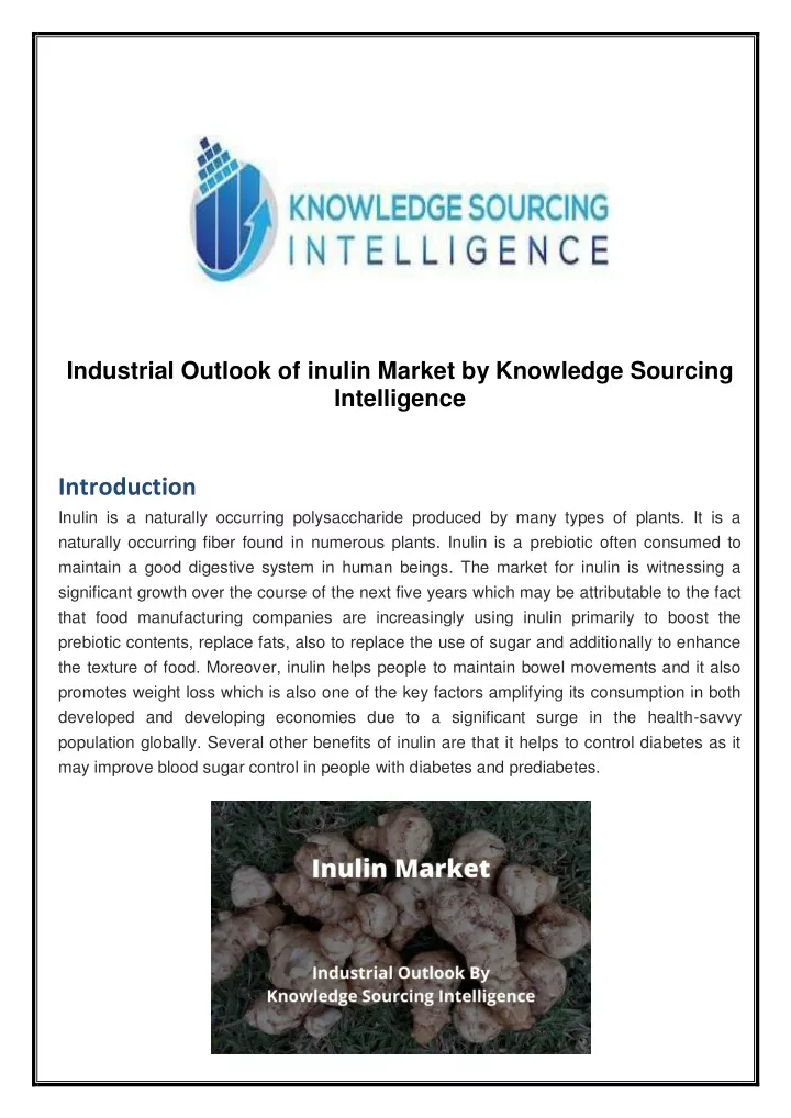 industrial outlook of inulin market by knowledge