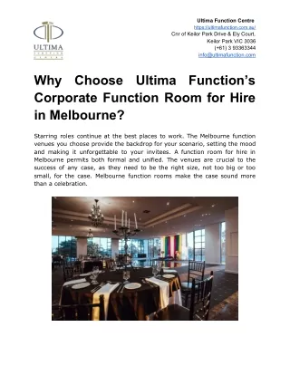 ultima function centre
