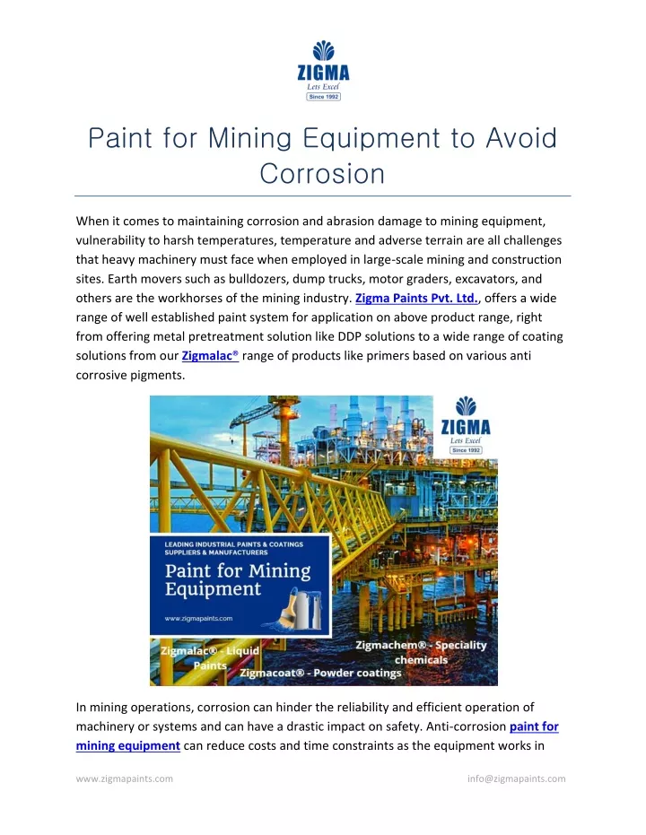 paint for mining equipment to avoid corrosion
