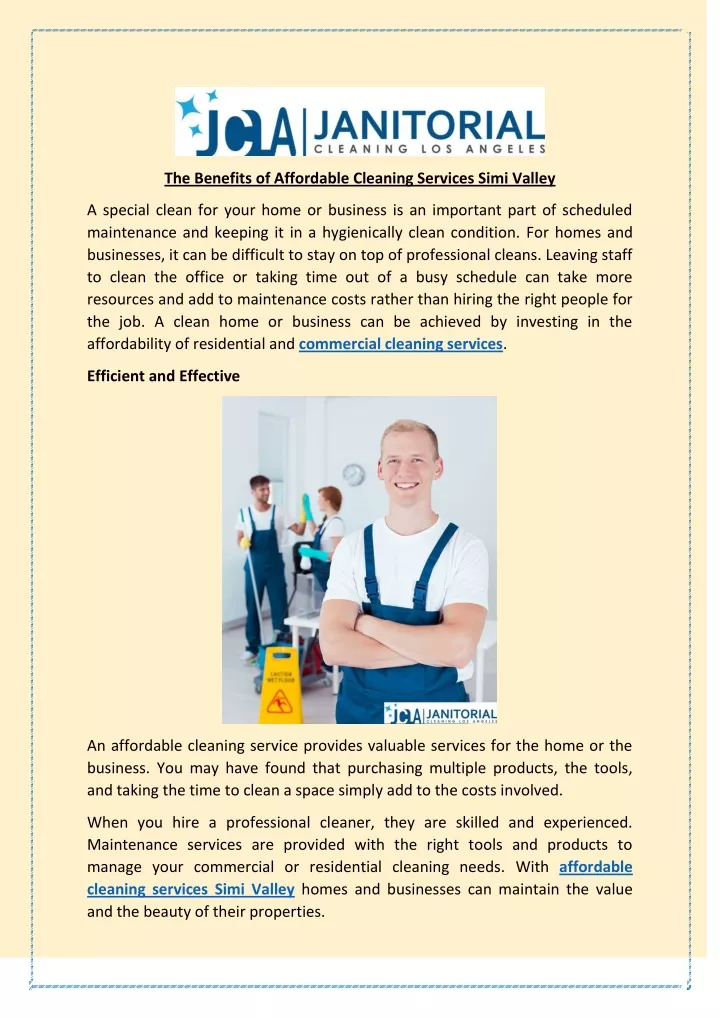 the benefits of affordable cleaning services simi