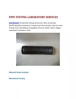 Pipe Testing Lab Mumbai, Pune, Nashik,Chennai,Hyderabad,India