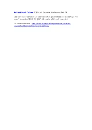 slab leak repair carlsbad slab leak detection
