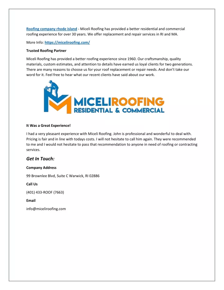 roofing company rhode island miceli roofing