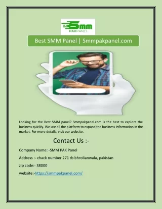 Best SMM Panel | Smmpakpanel.com