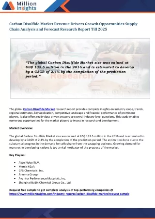carbon disulfide market revenue drivers growth