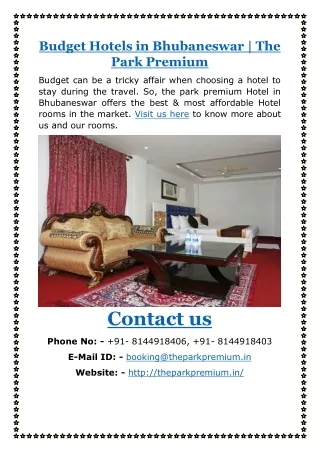 Budget Hotels in Bhubaneswar | The Park Premium
