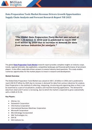 data preparation tools market revenue drivers