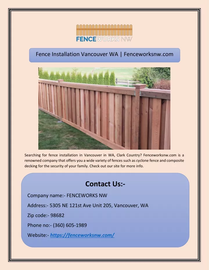 fence installation vancouver wa fenceworksnw com