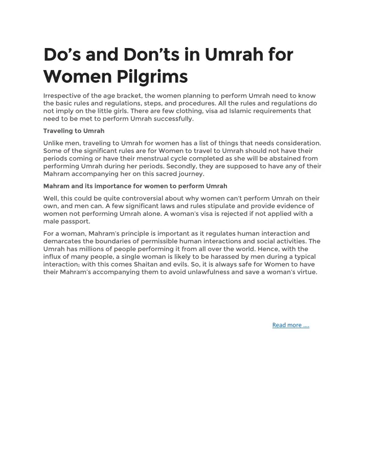 do s and don ts in umrah for women pilgrims