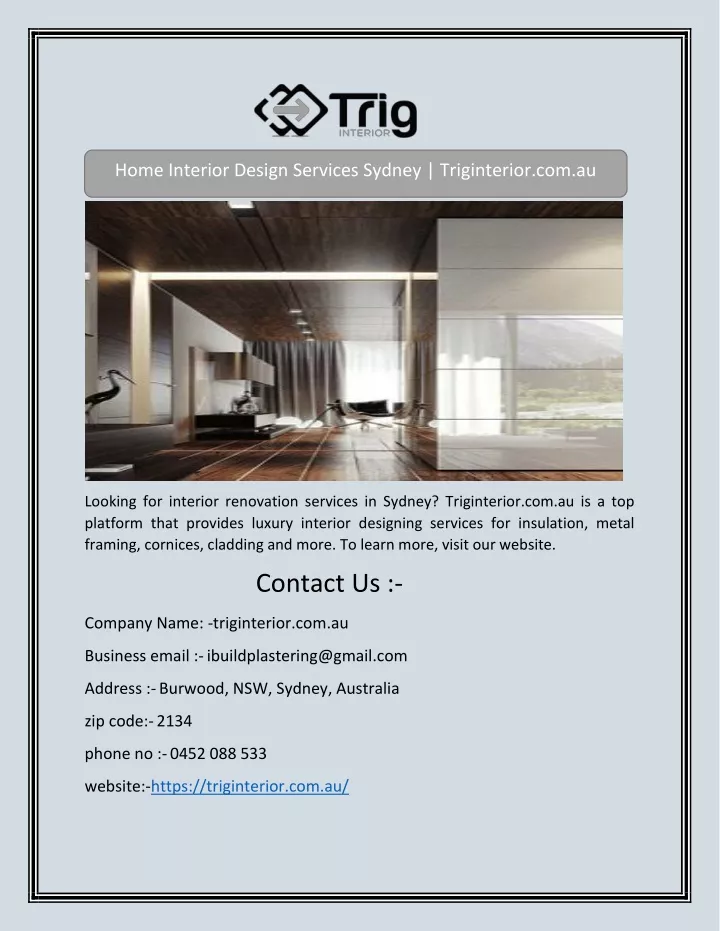 home interior design services sydney triginterior