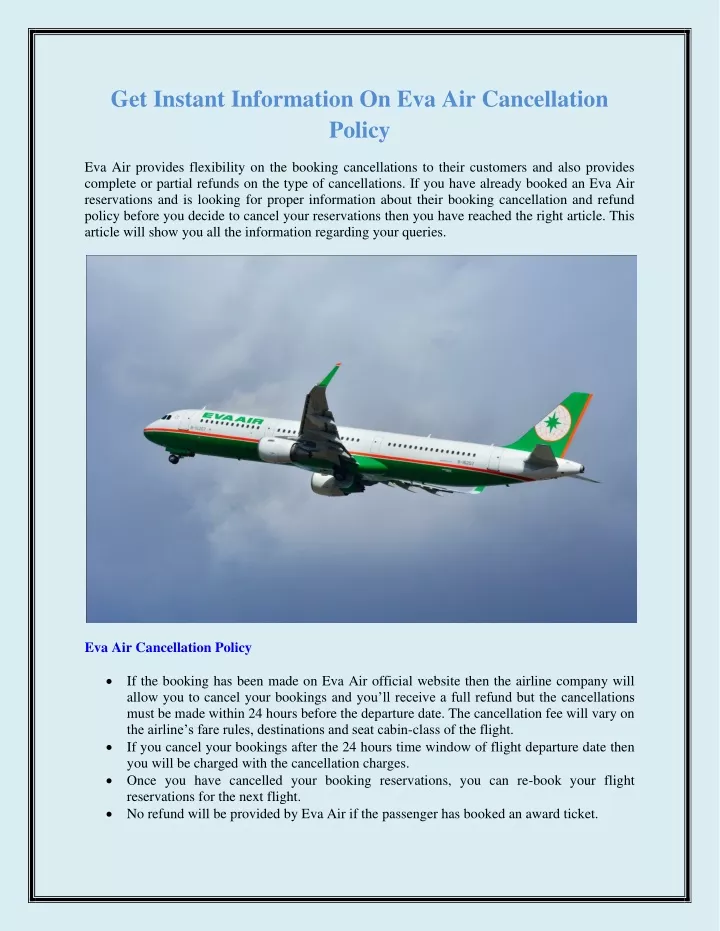 get instant information on eva air cancellation