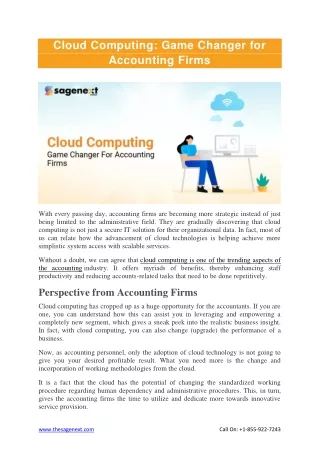 Cloud Computing: Game Changer for Accounting Firms