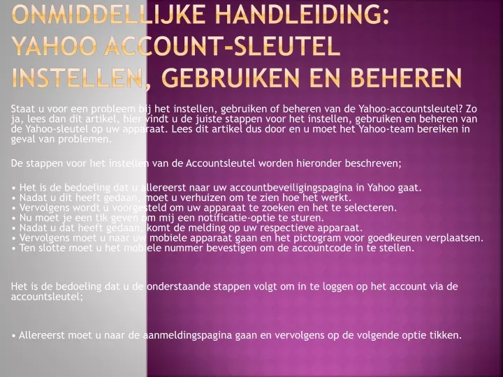 onmiddellijke handleiding yahoo account sleutel instellen gebruiken en beheren