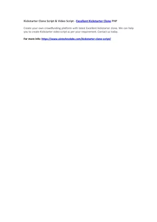 kickstarter clone script video script excellent