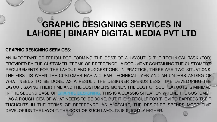 graphic designing services in lahore binary digital media pvt ltd
