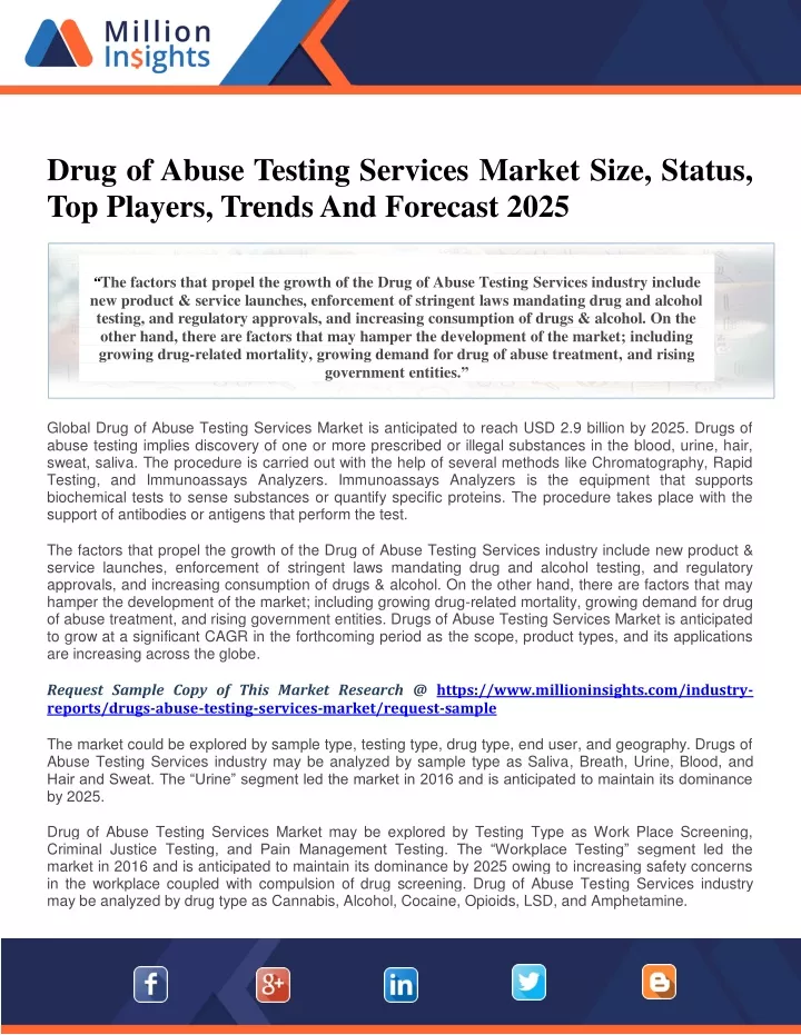 drug of abuse testing services market size status
