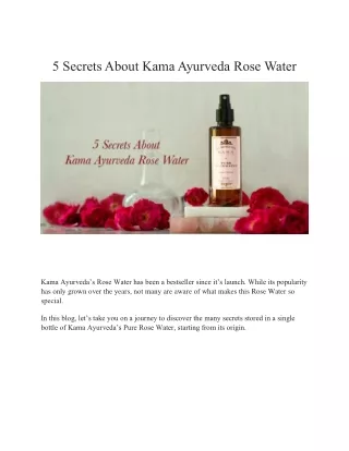 5 Secrets About Kama Ayurveda Rose Water | Kama Ayurveda