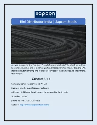 rinl distributor india sapcon steels