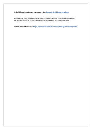 android game development company hire expert