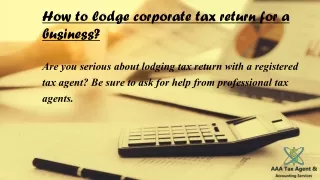 how to lodge corporate tax return for a business