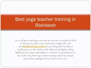 200 Hour Yoga Teacher Training Course in Rishikesh