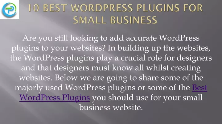 10 best wordpress plugins for small business