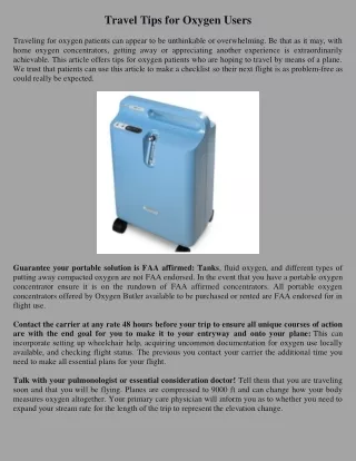 travel tips for oxygen users