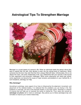 Astrological Tips to Strengthen Marriage