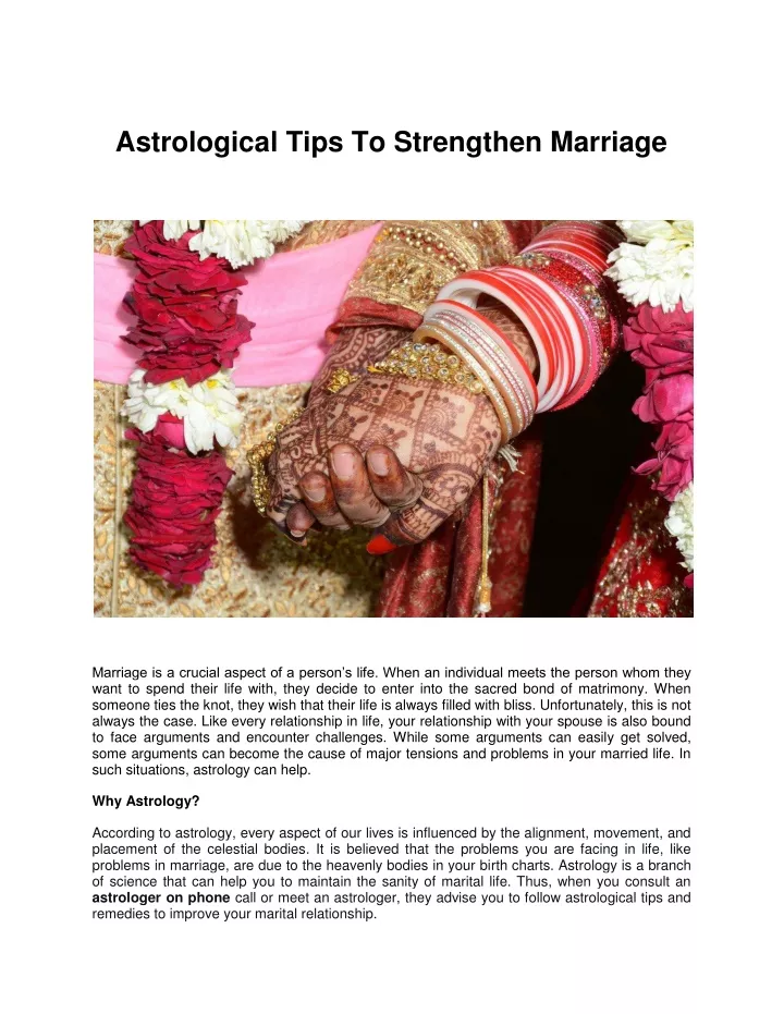 astrological tips to strengthen marriage