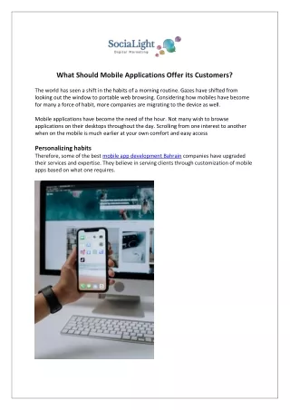 what should mobile applications offer