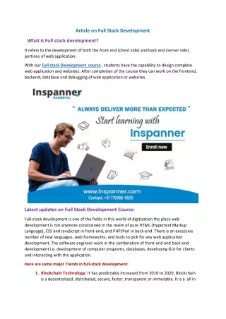 Article on Full Stack Development