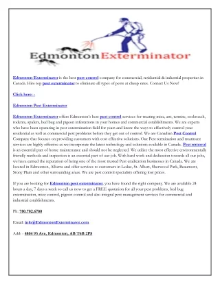 edmonton exterminator is the best pest control