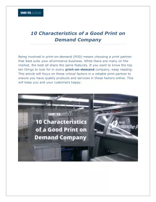 10 characteristics of a good print on demand