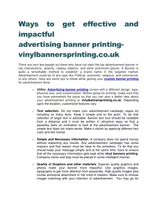 Ways to get effective and impactful advertising banner printing-vinylbannersprinting.co.uk