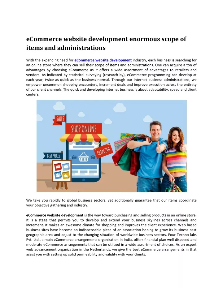 ecommerce website development enormous scope