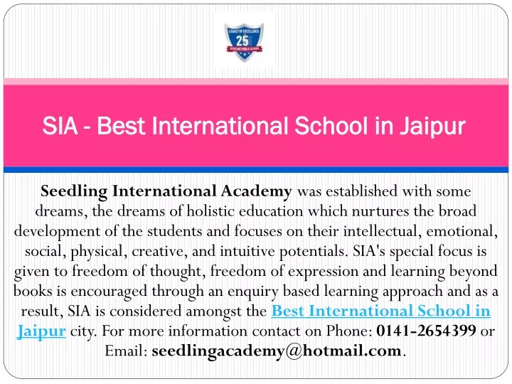 sia best international school in jaipur