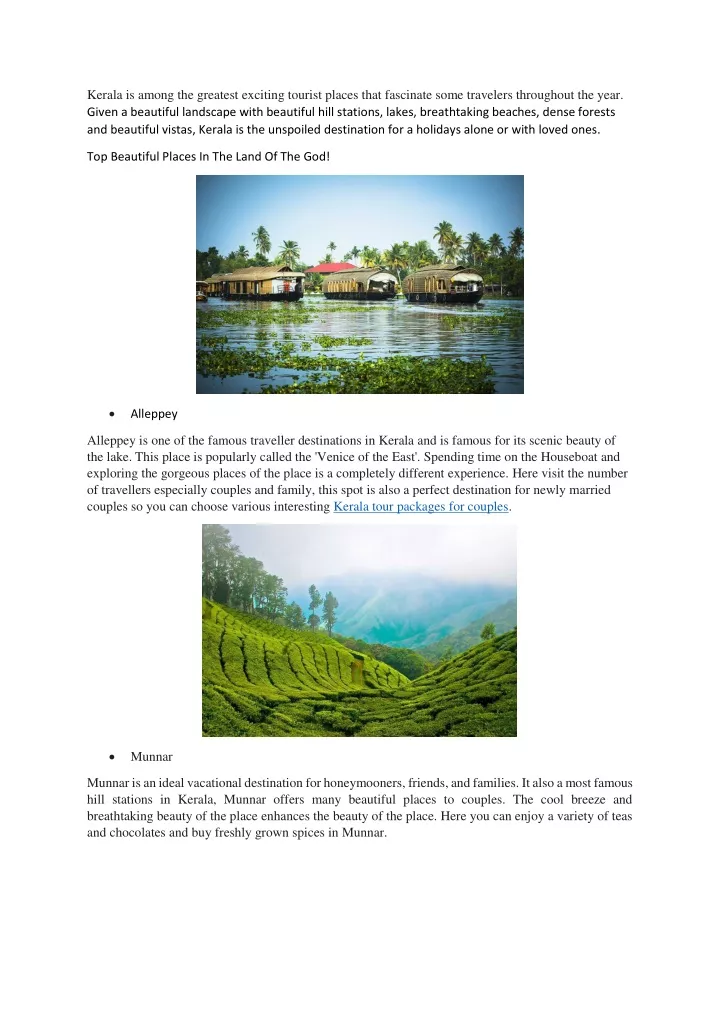 kerala is among the greatest exciting tourist