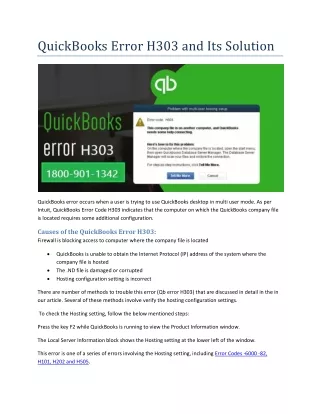 quickbooks error h303 and its solution