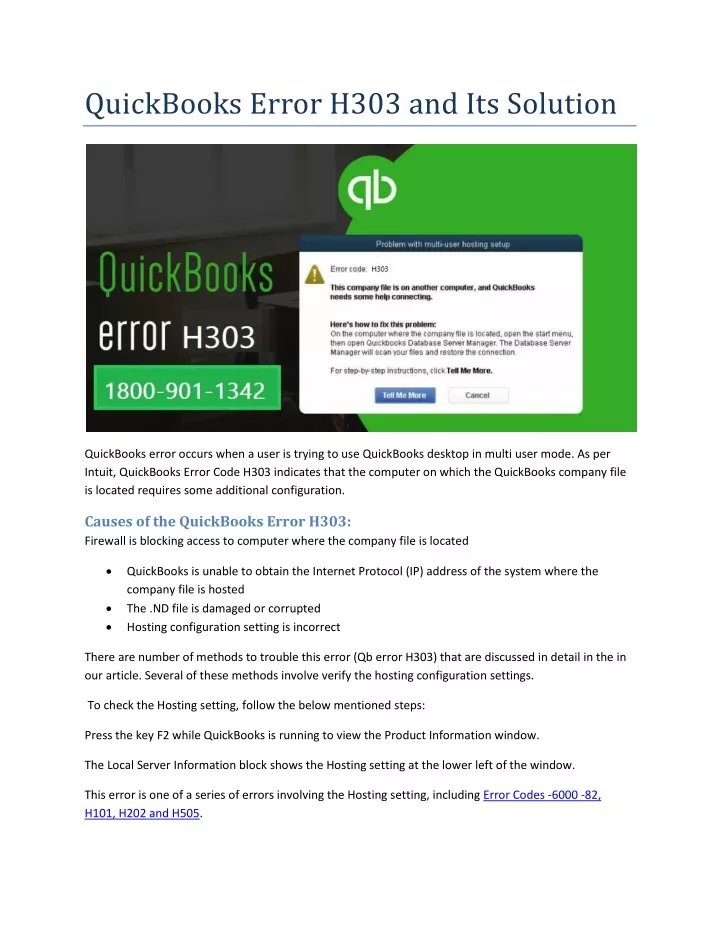 quickbooks error h303 and its solution