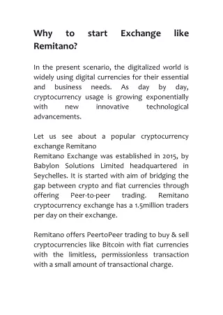 why remitano in the present scenario
