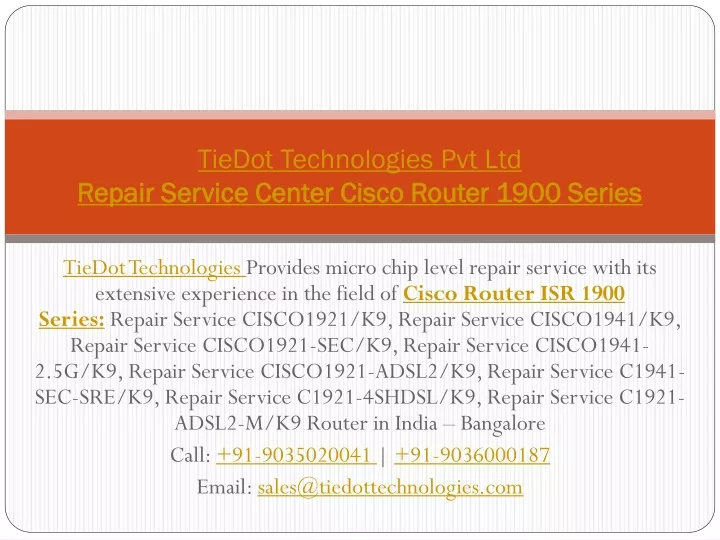 tiedot technologies pvt ltd repair service center cisco router 1900 series