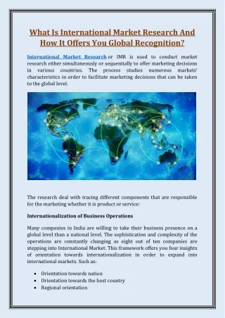 What Is International Market Research And How It Offers You Global Recognition?