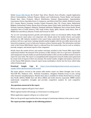 global peanut milk market by product type pure