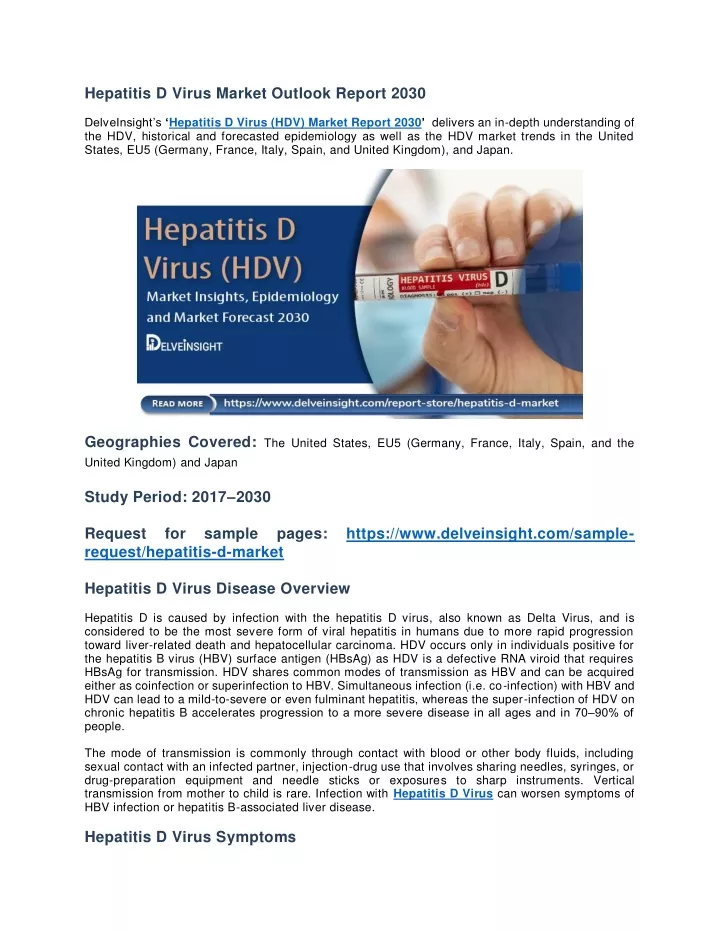 hepatitis d virus market outlook report 2030