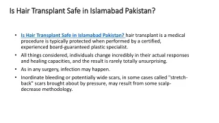 Is Hair Transplant Safe in Islamabad Pakistan?